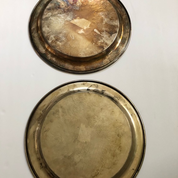 Vintage Silver plated plates engraved lot of two - Picture 7 of 8